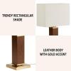 imageINKIVY Table Lamp for Bedroom  Faux Leather Design Gold Accent Nightstand Lamp Rustic Study Lamp Clear Polarized Cord Rotary OnOff Switch inLine Hawley Lamp Decor 22quot H GoldBrown