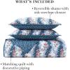imageMARTHA STEWART 100 Cotton 2 Piece Reversible Quilt Set Washed Percale Light BlueWhite 1 Quilt 1 Std Sham Soft and Breathable Lightweight Ditsy Floral Printed Bedspread Twin SizeHereford Stripe