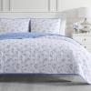 imageMARTHA STEWART 100 Cotton 2 Piece Reversible Quilt Set Washed Percale Light BlueWhite 1 Quilt 1 Std Sham Soft and Breathable Lightweight Ditsy Floral Printed Bedspread Twin SizeBernadette Disty