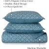 imageMARTHA STEWART 100 Cotton 2 Piece Reversible Quilt Set Washed Percale Light BlueWhite 1 Quilt 1 Std Sham Soft and Breathable Lightweight Ditsy Floral Printed Bedspread Twin SizeBlock Print Blue