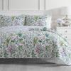 imageMARTHA STEWART 100 Cotton 2 Piece Reversible Quilt Set Washed Percale Light BlueWhite 1 Quilt 1 Std Sham Soft and Breathable Lightweight Ditsy Floral Printed Bedspread Twin SizeScret Garden Floral