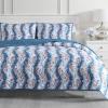 imageMARTHA STEWART 100 Cotton 2 Piece Reversible Quilt Set Washed Percale Light BlueWhite 1 Quilt 1 Std Sham Soft and Breathable Lightweight Ditsy Floral Printed Bedspread Twin SizeHereford Stripe
