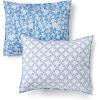 imageMARTHA STEWART 100 Cotton 2 Piece Reversible Quilt Set Washed Percale Light BlueWhite 1 Quilt 1 Std Sham Soft and Breathable Lightweight Ditsy Floral Printed Bedspread Twin SizeFloral Blue