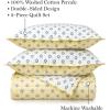 imageMARTHA STEWART 100 Cotton 2 Piece Reversible Quilt Set Washed Percale Light BlueWhite 1 Quilt 1 Std Sham Soft and Breathable Lightweight Ditsy Floral Printed Bedspread Twin SizeYellow