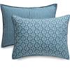 imageMARTHA STEWART 100 Cotton 2 Piece Reversible Quilt Set Washed Percale Light BlueWhite 1 Quilt 1 Std Sham Soft and Breathable Lightweight Ditsy Floral Printed Bedspread Twin SizeBlock Print Blue