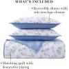 imageMARTHA STEWART 100 Cotton 2 Piece Reversible Quilt Set Washed Percale Light BlueWhite 1 Quilt 1 Std Sham Soft and Breathable Lightweight Ditsy Floral Printed Bedspread Twin SizeBernadette Disty