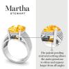 imageMartha Stewart 10 14 Carat Cushion Cut Gemstone Hidden Halo Ring with Lab Grown Diamonds in Sterling Silver Choose Your GemstoneCitrine