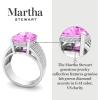 imageMartha Stewart 10 14 Carat Cushion Cut Gemstone Hidden Halo Ring with Lab Grown Diamonds in Sterling Silver Choose Your GemstonePink Sapphire