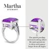 imageMartha Stewart 10 14 Carat Emerald Cut Gemstone Ring with Lab Grown Diamonds in Sterling Silver Choose Your GemstoneAmethyst