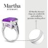imageMartha Stewart 10 14 Carat Emerald Cut Gemstone Ring with Lab Grown Diamonds in Sterling Silver Choose Your GemstoneAmethyst
