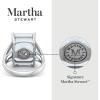 imageMartha Stewart 10 14 Carat Emerald Cut Gemstone Ring with Lab Grown Diamonds in Sterling Silver Choose Your GemstoneAquamarine