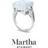 imageMartha Stewart 10 14 Carat Emerald Cut Gemstone Ring with Lab Grown Diamonds in Sterling Silver Choose Your GemstoneAquamarine