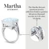 imageMartha Stewart 10 14 Carat Emerald Cut Gemstone Ring with Lab Grown Diamonds in Sterling Silver Choose Your GemstoneAquamarine