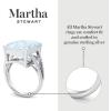 imageMartha Stewart 10 14 Carat Emerald Cut Gemstone Ring with Lab Grown Diamonds in Sterling Silver Choose Your GemstoneAquamarine