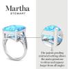 imageMartha Stewart 10 14 Carat Emerald Cut Gemstone Ring with Lab Grown Diamonds in Sterling Silver Choose Your GemstoneBlue Topaz