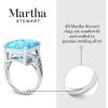 imageMartha Stewart 10 14 Carat Emerald Cut Gemstone Ring with Lab Grown Diamonds in Sterling Silver Choose Your GemstoneBlue Topaz