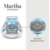 imageMartha Stewart 10 14 Carat Emerald Cut Gemstone Ring with Lab Grown Diamonds in Sterling Silver Choose Your GemstoneBlue Topaz