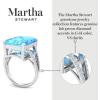 imageMartha Stewart 10 14 Carat Emerald Cut Gemstone Ring with Lab Grown Diamonds in Sterling Silver Choose Your GemstoneBlue Topaz