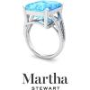 imageMartha Stewart 10 14 Carat Emerald Cut Gemstone Ring with Lab Grown Diamonds in Sterling Silver Choose Your GemstoneBlue Topaz