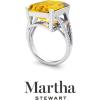 imageMartha Stewart 10 14 Carat Emerald Cut Gemstone Ring with Lab Grown Diamonds in Sterling Silver Choose Your GemstoneCitrine
