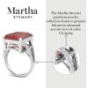 imageMartha Stewart 10 14 Carat Emerald Cut Gemstone Ring with Lab Grown Diamonds in Sterling Silver Choose Your GemstoneGarnet