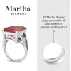 imageMartha Stewart 10 14 Carat Emerald Cut Gemstone Ring with Lab Grown Diamonds in Sterling Silver Choose Your GemstoneGarnet