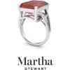 imageMartha Stewart 10 14 Carat Emerald Cut Gemstone Ring with Lab Grown Diamonds in Sterling Silver Choose Your GemstoneGarnet