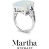 imageMartha Stewart 10 14 Carat Emerald Cut Gemstone Ring with Lab Grown Diamonds in Sterling Silver Choose Your GemstoneOpal