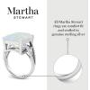 imageMartha Stewart 10 14 Carat Emerald Cut Gemstone Ring with Lab Grown Diamonds in Sterling Silver Choose Your GemstoneOpal