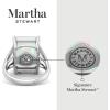 imageMartha Stewart 10 14 Carat Emerald Cut Gemstone Ring with Lab Grown Diamonds in Sterling Silver Choose Your GemstoneOpal