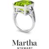imageMartha Stewart 10 14 Carat Emerald Cut Gemstone Ring with Lab Grown Diamonds in Sterling Silver Choose Your GemstonePeridot