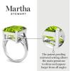 imageMartha Stewart 10 14 Carat Emerald Cut Gemstone Ring with Lab Grown Diamonds in Sterling Silver Choose Your GemstonePeridot