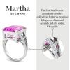 imageMartha Stewart 10 14 Carat Emerald Cut Gemstone Ring with Lab Grown Diamonds in Sterling Silver Choose Your GemstonePink Sapphire