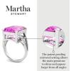 imageMartha Stewart 10 14 Carat Emerald Cut Gemstone Ring with Lab Grown Diamonds in Sterling Silver Choose Your GemstonePink Sapphire