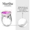 imageMartha Stewart 10 14 Carat Emerald Cut Gemstone Ring with Lab Grown Diamonds in Sterling Silver Choose Your GemstonePink Sapphire