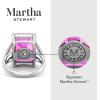 imageMartha Stewart 10 14 Carat Emerald Cut Gemstone Ring with Lab Grown Diamonds in Sterling Silver Choose Your GemstonePink Sapphire