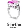 imageMartha Stewart 10 14 Carat Emerald Cut Gemstone Ring with Lab Grown Diamonds in Sterling Silver Choose Your GemstonePink Sapphire