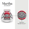 imageMartha Stewart 10 14 Carat Emerald Cut Gemstone Ring with Lab Grown Diamonds in Sterling Silver Choose Your GemstoneRuby