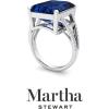 imageMartha Stewart 10 14 Carat Emerald Cut Gemstone Ring with Lab Grown Diamonds in Sterling Silver Choose Your GemstoneSapphire
