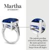 imageMartha Stewart 10 14 Carat Emerald Cut Gemstone Ring with Lab Grown Diamonds in Sterling Silver Choose Your GemstoneSapphire