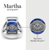 imageMartha Stewart 10 14 Carat Emerald Cut Gemstone Ring with Lab Grown Diamonds in Sterling Silver Choose Your GemstoneSapphire