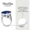 imageMartha Stewart 10 14 Carat Emerald Cut Gemstone Ring with Lab Grown Diamonds in Sterling Silver Choose Your GemstoneSapphire