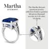 imageMartha Stewart 10 14 Carat Emerald Cut Gemstone Ring with Lab Grown Diamonds in Sterling Silver Choose Your GemstoneSapphire