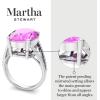 imageMartha Stewart 10 14 Carat Oval Shape Gemstone Ring with Lab Grown Diamonds in Sterling Silver ChoPink Sapphire