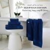 imageMartha Stewart 100 Cotton Bath Towels Set of 6 Piece 2 Bath Towels 2 Hand Towels 2 Washcloths Quick Dry Towels Soft ampamp Absorbent Bathroom Essentials BeigeNavy