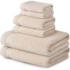 imageMartha Stewart 100 Cotton Bath Towels Set of 6 Piece 2 Bath Towels 2 Hand Towels 2 Washcloths Quick Dry Towels Soft ampamp Absorbent Bathroom Essentials BeigeBeige