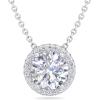 imageMartha Stewart 2 14 Carat Lab Grown Diamond Halo Necklace In 14 Karat Gold Lab Grown Diamond Necklace For Womenwhitegold