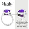 imageMartha Stewart 4 12 Carat Oval Shape Gemstone Ring with Lab Grown Diamonds in Sterling Silver Choose Your GemstoneAmethyst