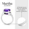 imageMartha Stewart 4 12 Carat Oval Shape Gemstone Ring with Lab Grown Diamonds in Sterling Silver Choose Your GemstoneAmethyst