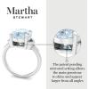 imageMartha Stewart 4 12 Carat Oval Shape Gemstone Ring with Lab Grown Diamonds in Sterling Silver Choose Your GemstoneAquamarine